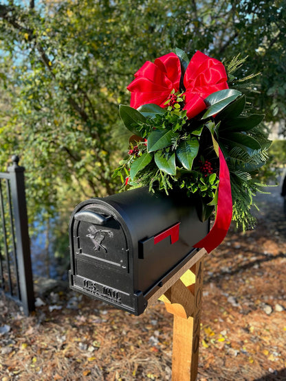 CHRISTMAS Mailbox Greenery Swag Decorated & Installed