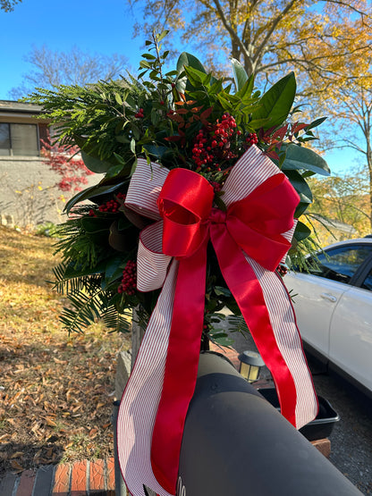 CHRISTMAS Mailbox Greenery Swag Decorated & Installed