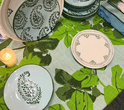Peter Dunham Green Fig Leaf Rectangle Tablecloth
