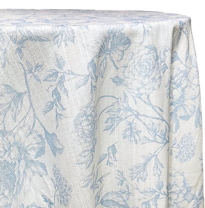 Light Blue Floral Bloom Tablecloth