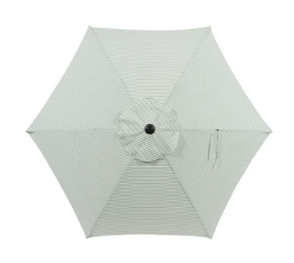 Green and White Ticking Stripe Umbrella