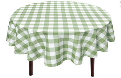 Green and White Gingham 120" Round Tablecloth