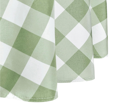 Green and White Gingham 120" Round Tablecloth