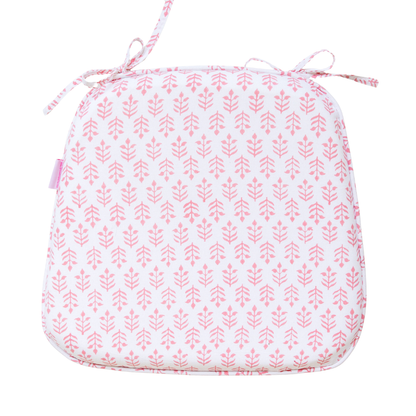 Tie Back Seat Cushion: Sprig in Pink