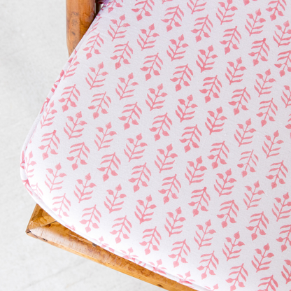 Tie Back Seat Cushion: Sprig in Pink