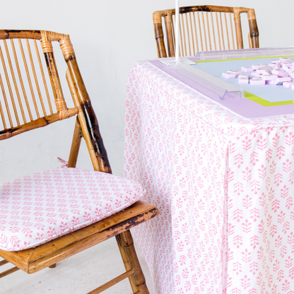 Tie Back Seat Cushion: Sprig in Pink