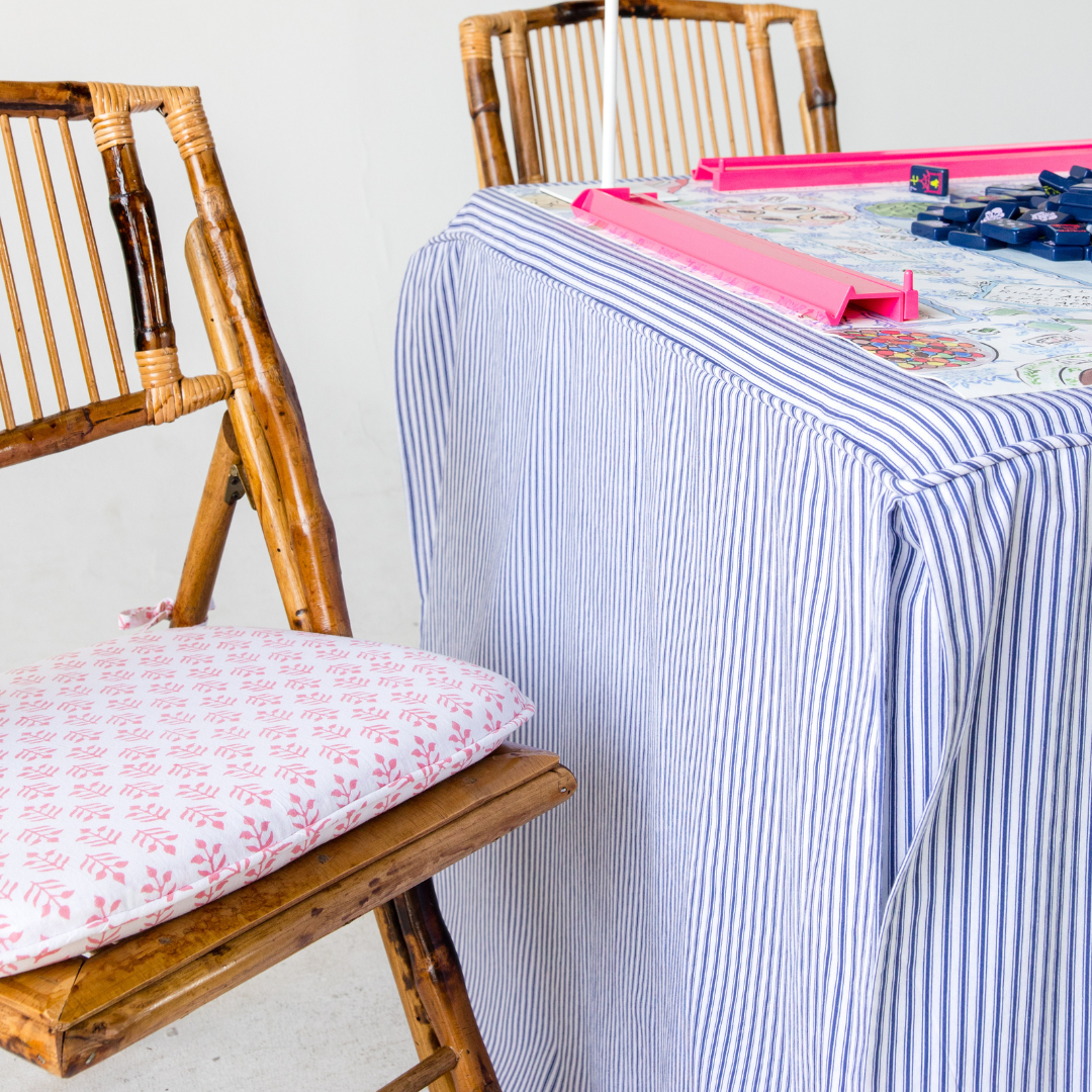 Tie Back Seat Cushion: Sprig in Pink