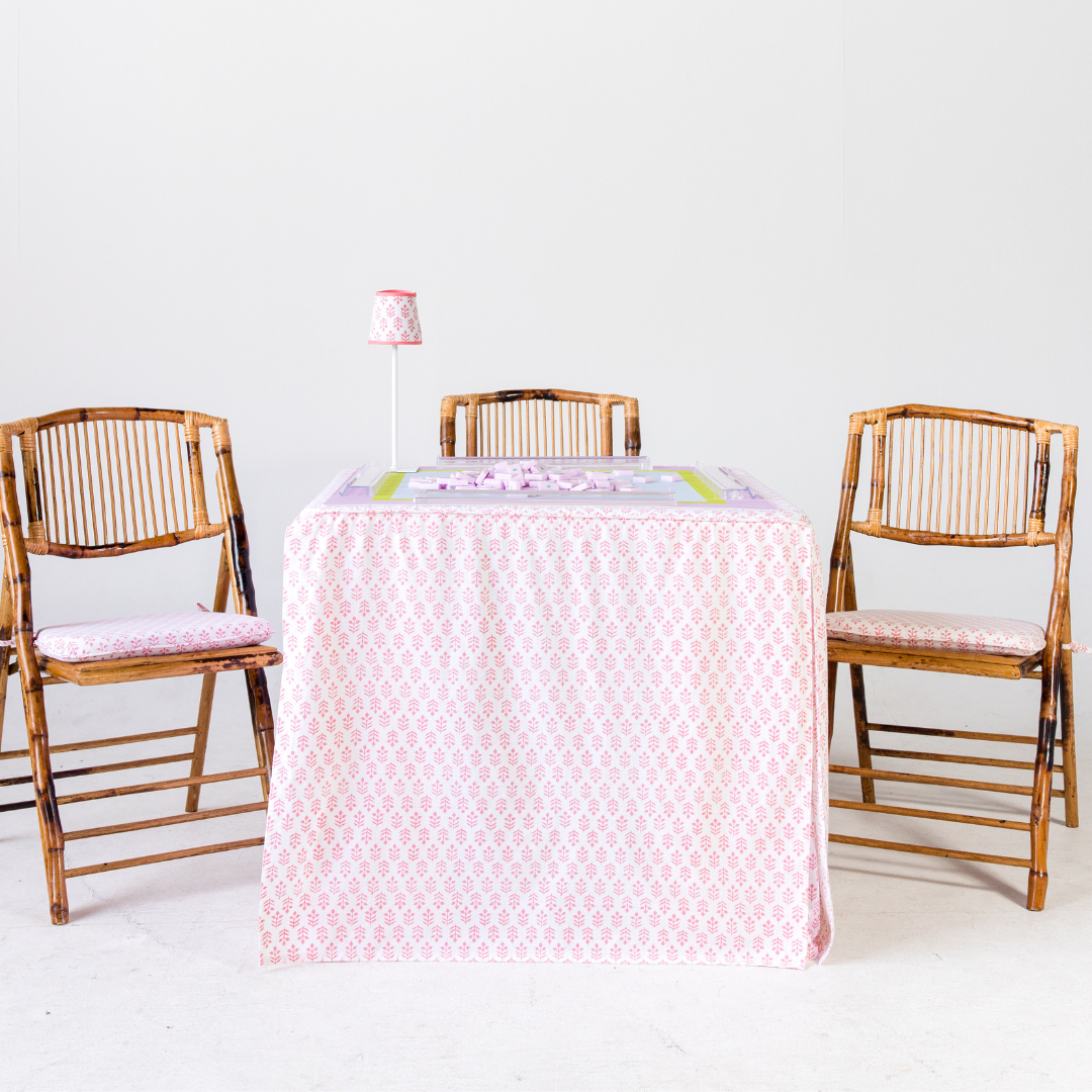 Tie Back Seat Cushion: Sprig in Pink