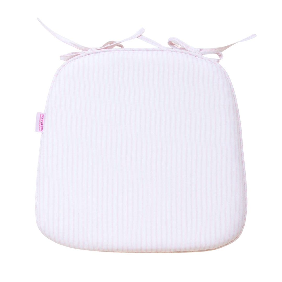 Tie Back Seat Cushion: Ticking Stripe in Light Pink