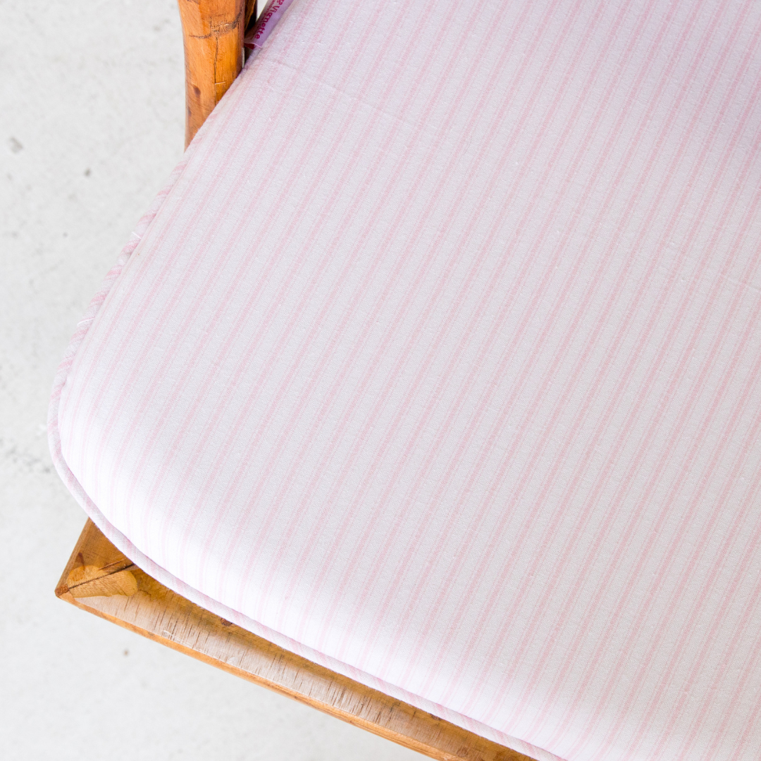 Tie Back Seat Cushion: Ticking Stripe in Light Pink