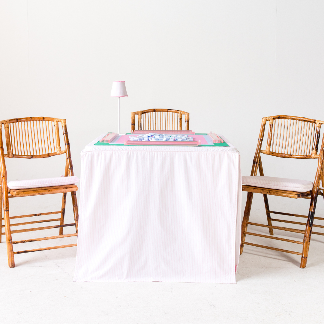 Tie Back Seat Cushion: Ticking Stripe in Light Pink