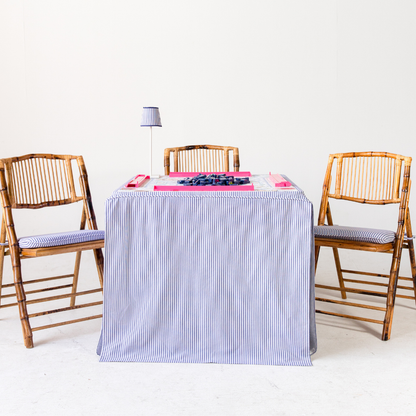 Tie Back Seat Cushion: Ticking Stripe in Navy