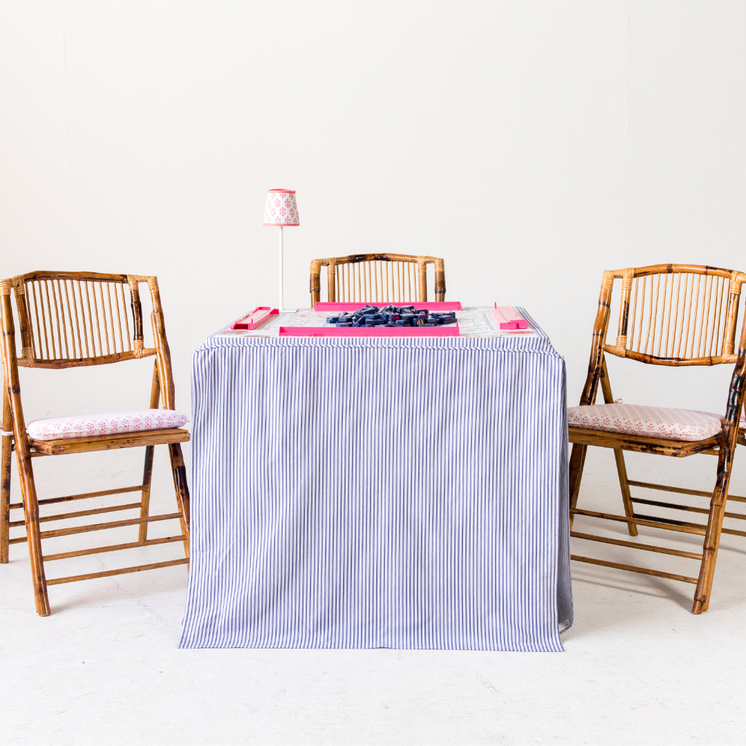 Tie Back Seat Cushion: Ticking Stripe in Navy