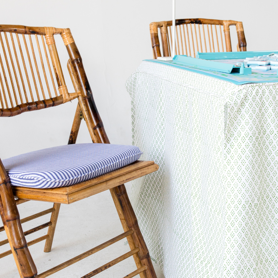 Tie Back Seat Cushion: Ticking Stripe in Navy
