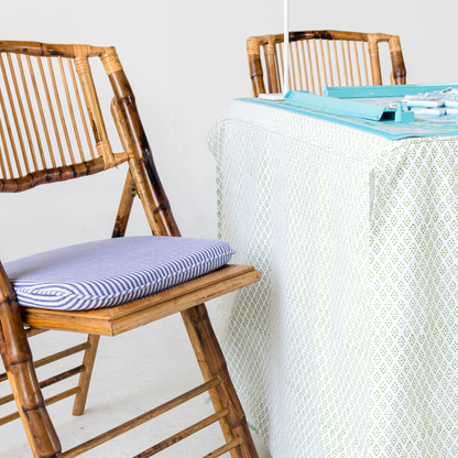 Tie Back Seat Cushion: Ticking Stripe in Navy