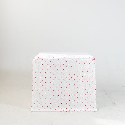Full Length Fitted Card Tablecloth: Hearts in Red