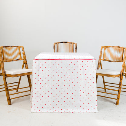 Full Length Fitted Card Tablecloth: Hearts in Red