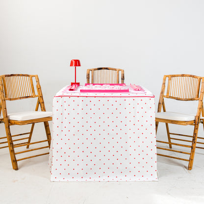 Full Length Fitted Card Tablecloth: Hearts in Red