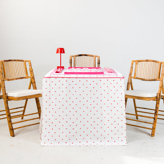 Full Length Fitted Card Tablecloth: Hearts in Red