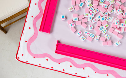 Full Length Fitted Card Tablecloth: Hearts in Red