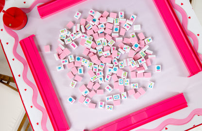Full Length Fitted Card Tablecloth: Hearts in Red