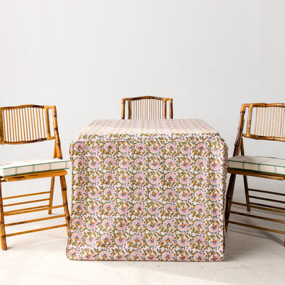 Full Length Fitted Card Tablecloth: Petal Whorl in Pink