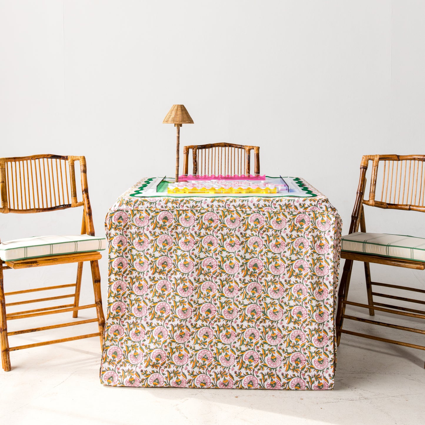 Full Length Fitted Card Tablecloth: Petal Whorl in Pink