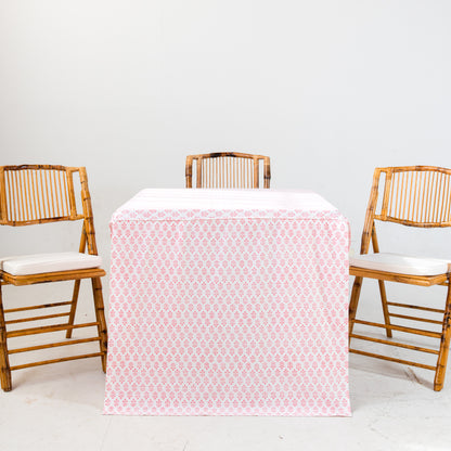 Full Length Fitted Card Tablecloth: Sprig in Pink
