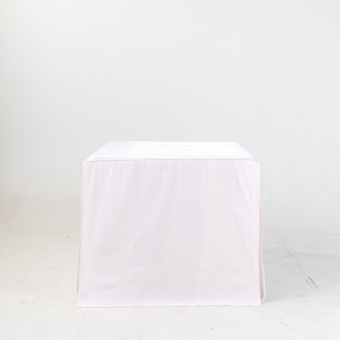 Full Length Fitted Card Tablecloth: Ticking Stripe in Light Pink