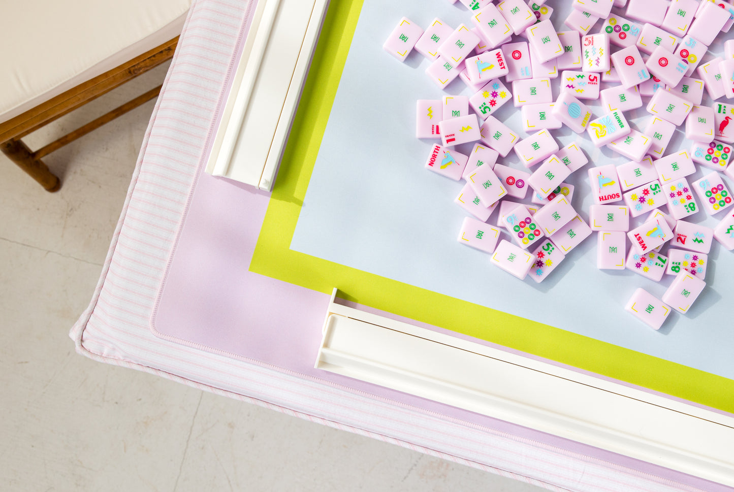Full Length Fitted Card Tablecloth: Ticking Stripe in Light Pink