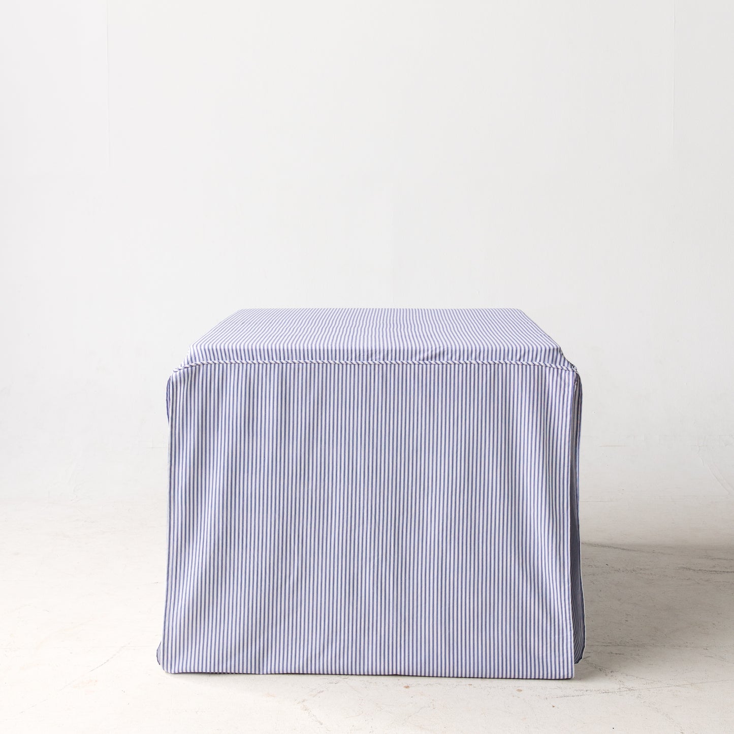 Full Length Fitted Card Tablecloth: Ticking Stripe in Navy