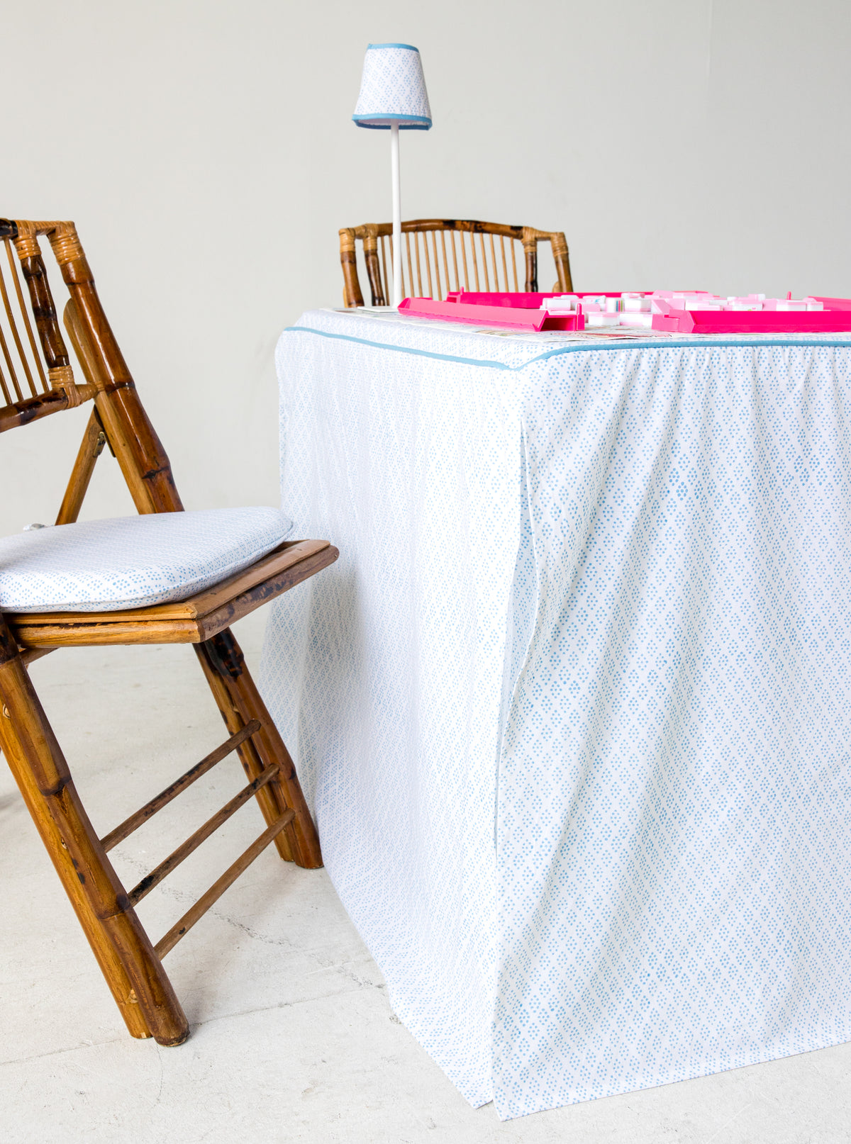 Tie Back Seat Cushion: Dottie in Blue