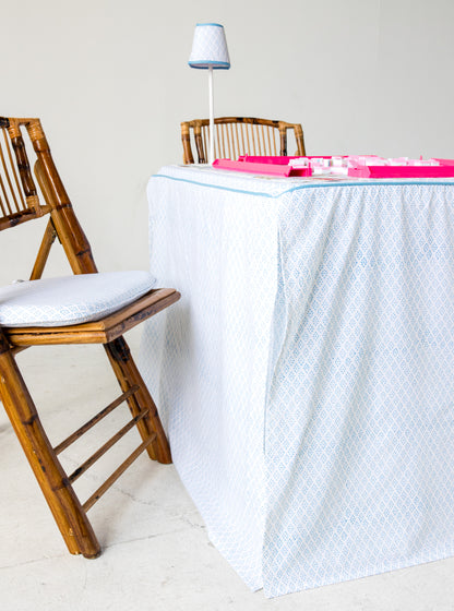 Tie Back Seat Cushion: Dottie in Blue