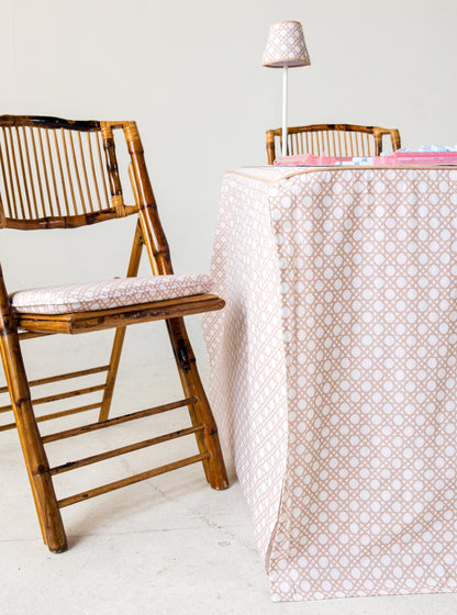 Tie Back Seat Cushion: Bamboo Cane in Tan