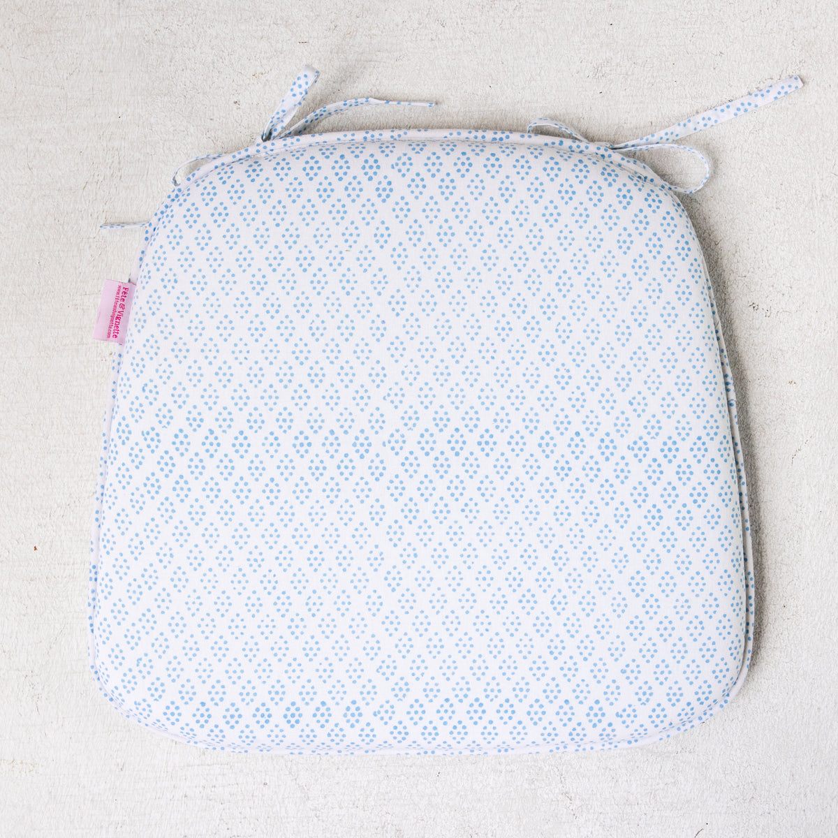 Tie Back Seat Cushion: Dottie in Blue