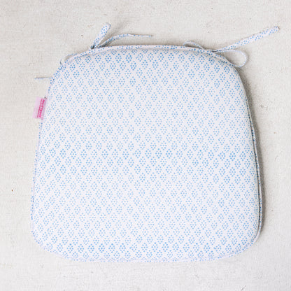 Tie Back Seat Cushion: Dottie in Blue