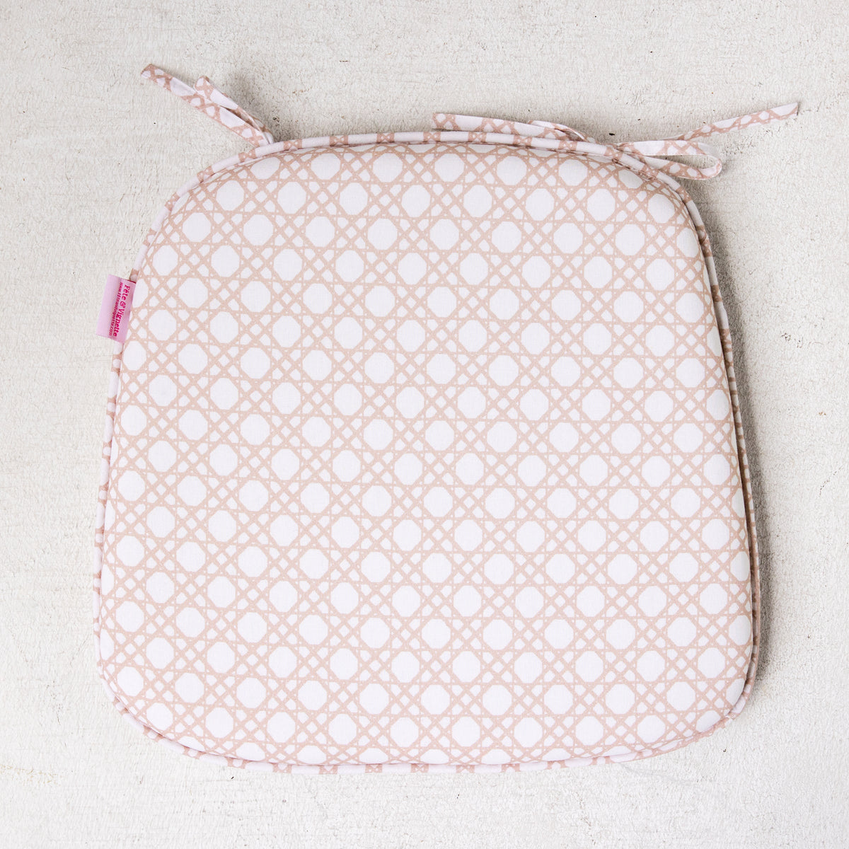 Tie Back Seat Cushion: Bamboo Cane in Tan