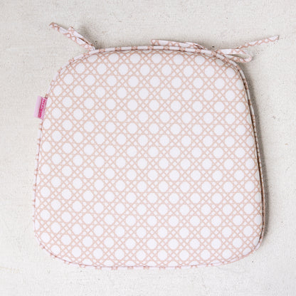 Tie Back Seat Cushion: Bamboo Cane in Tan