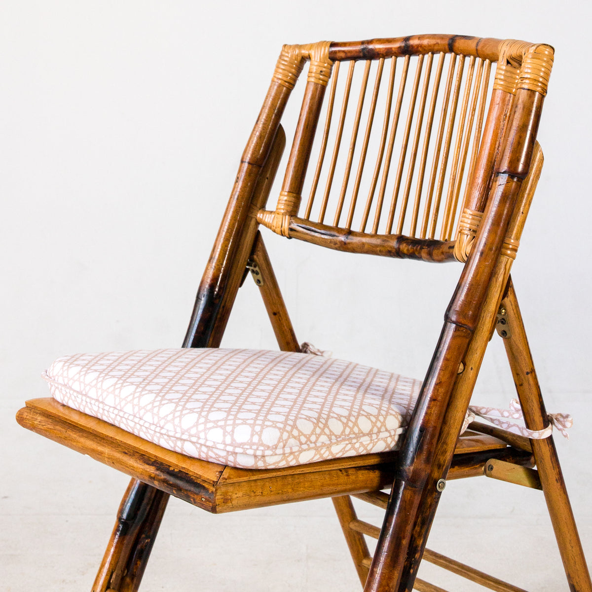 Tie Back Seat Cushion: Bamboo Cane in Tan
