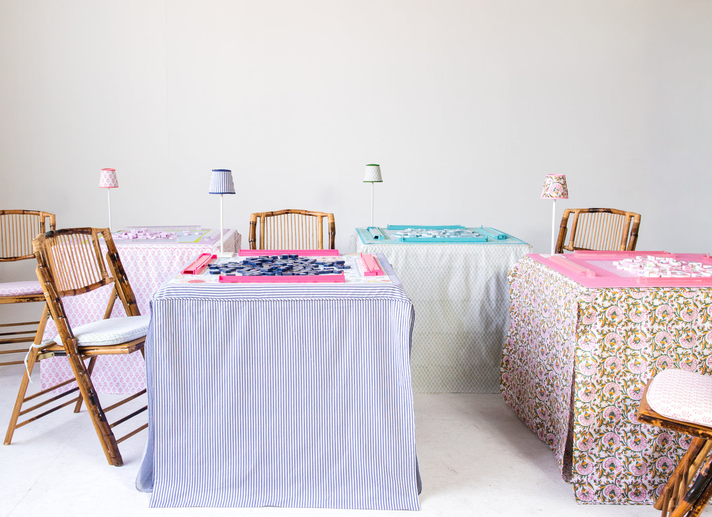 Full Length Fitted Card Tablecloth: Ticking Stripe in Navy