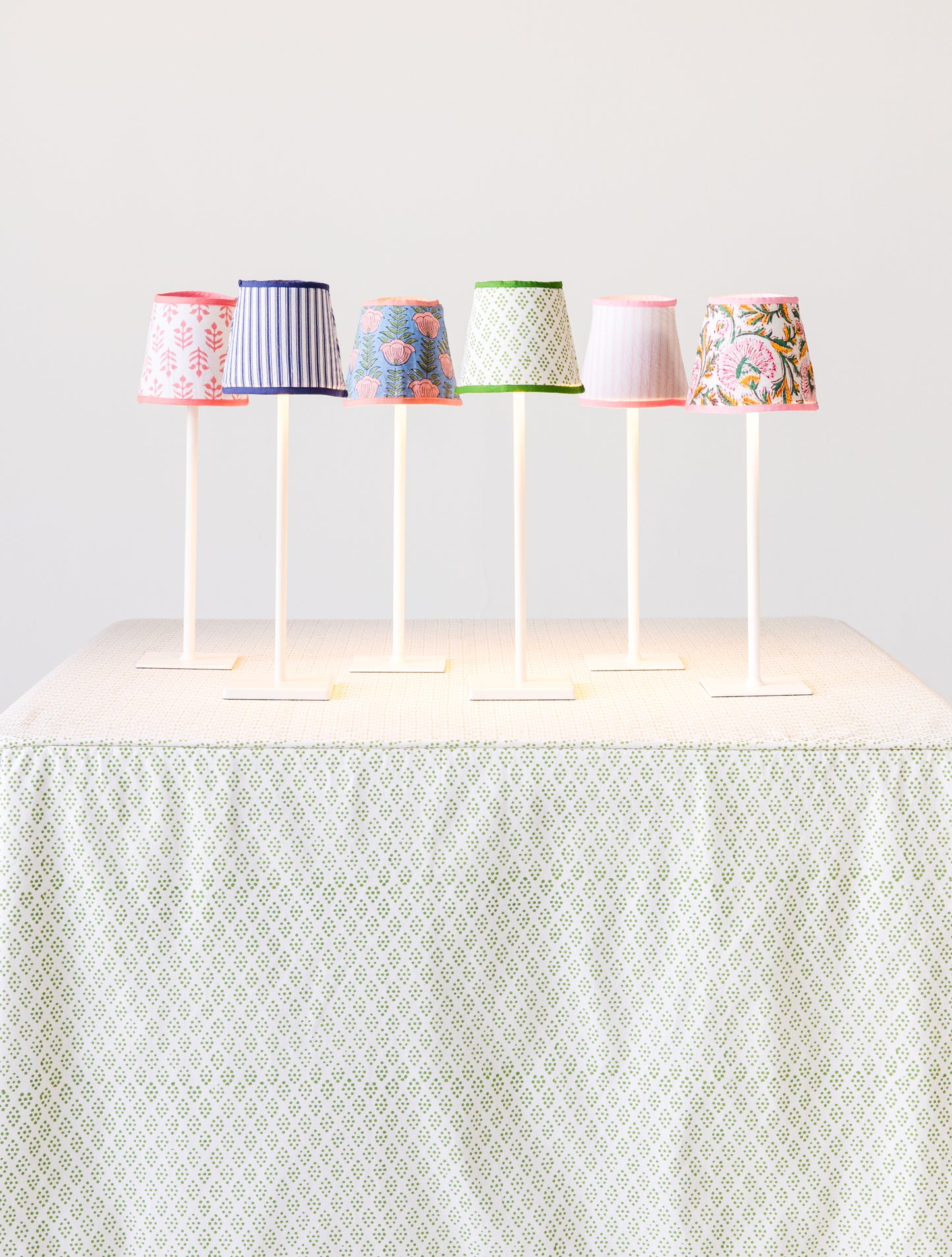 Rechargeable Table Lamp Shade: Trailing Tulips in Blue