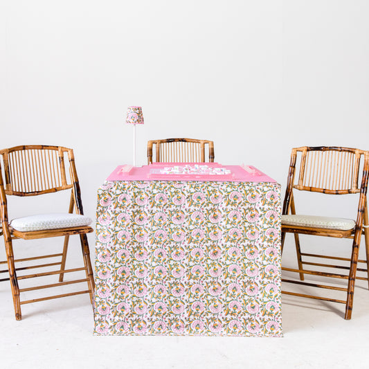 Full Length Fitted Card Tablecloth: Petal Whorl in Pink