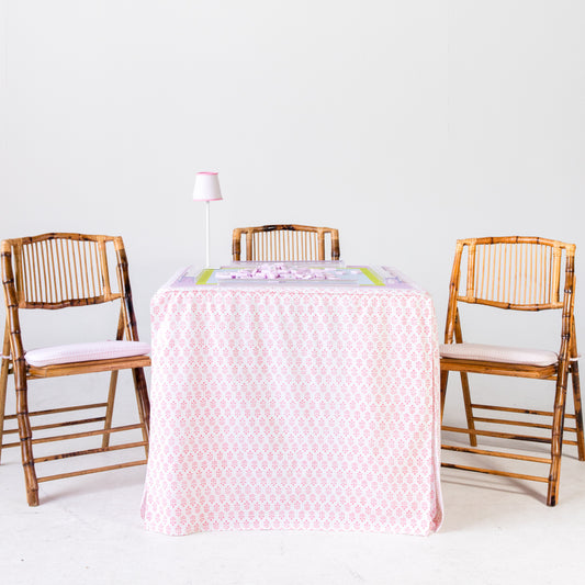 Full Length Fitted Card Tablecloth: Sprig in Pink
