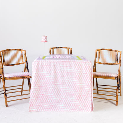 Full Length Fitted Card Tablecloth: Sprig in Pink