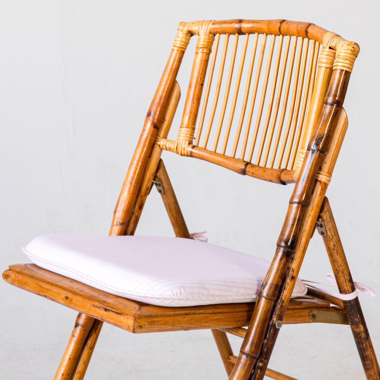 Tie Back Seat Cushion: Ticking Stripe in Light Pink
