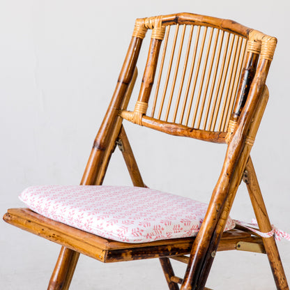 Tie Back Seat Cushion: Sprig in Pink