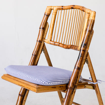 Tie Back Seat Cushion: Ticking Stripe in Navy