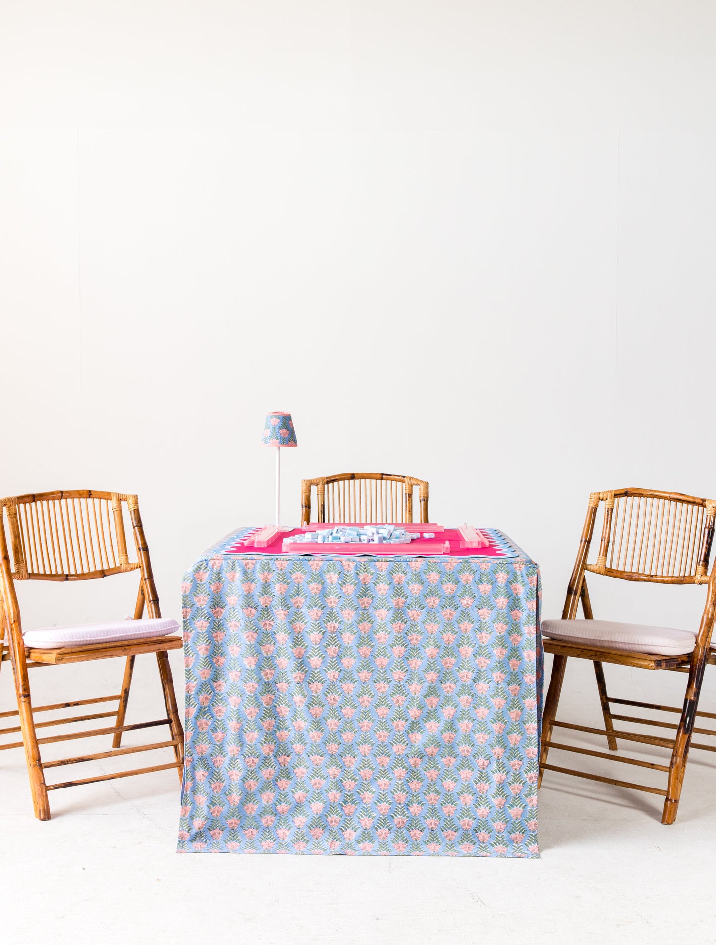 Rechargeable Table Lamp Shade: Trailing Tulips in Blue