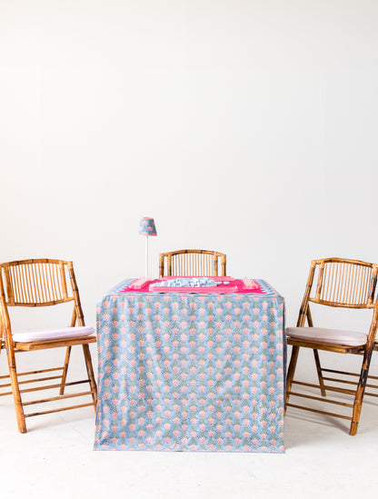 Rechargeable Table Lamp Shade: Trailing Tulips in Blue