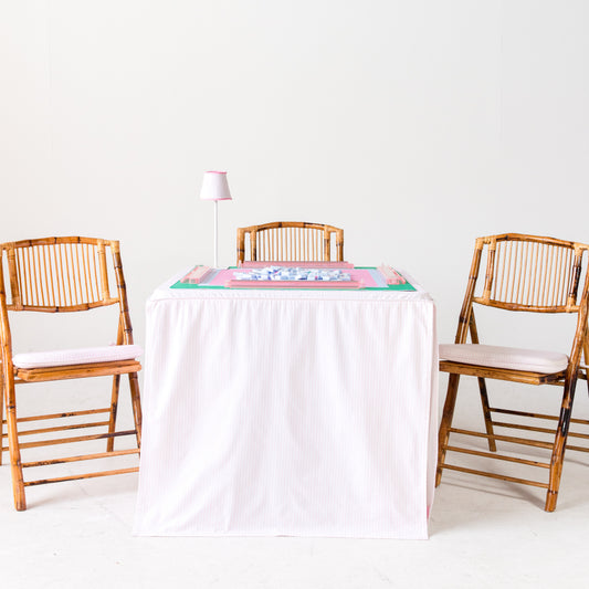 Full Length Fitted Card Tablecloth: Ticking Stripe in Light Pink